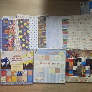 Assorted Scrapbook Papers And Stickers